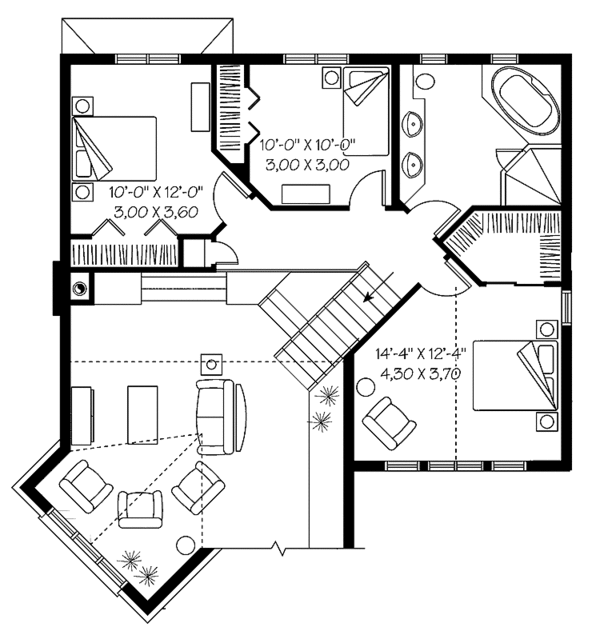 House Design - European Floor Plan - Upper Floor Plan #23-2390