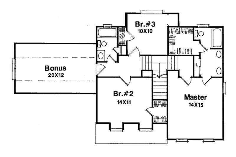 Dream House Plan - Floor Plan - Upper Floor for Country House Plan #41-125 - 3 bed, 2.5 bath