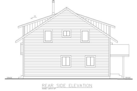 Exterior - Rear Elevation for Farmhouse House Plan #117-947 - 3 bed, 2 bath