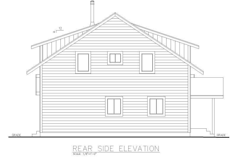 Home Plan - Exterior - Rear Elevation for Farmhouse House Plan #117-947 - 3 bed, 2 bath