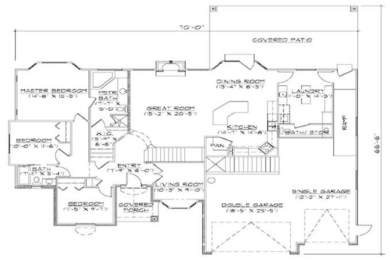 Architectural House Design - Floor Plan - Main Floor for Traditional House Plan #5-260 - 6 bed, 3.5 bath