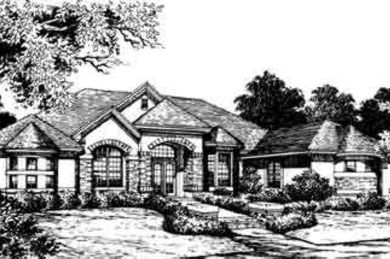 Exterior - Front Elevation for European House Plan #135-125 - 4 bed, 4 bath