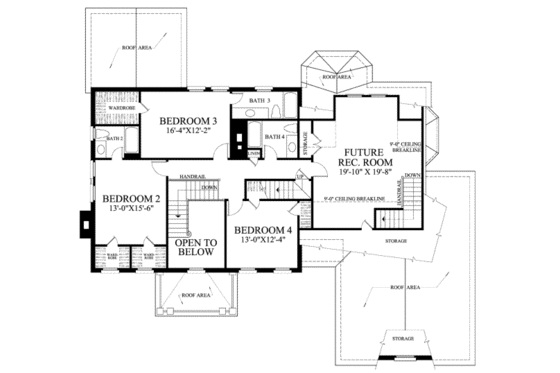 Floor Plan - Upper Floor for Colonial House Plan #137-209 - 4 bed, 4 bath