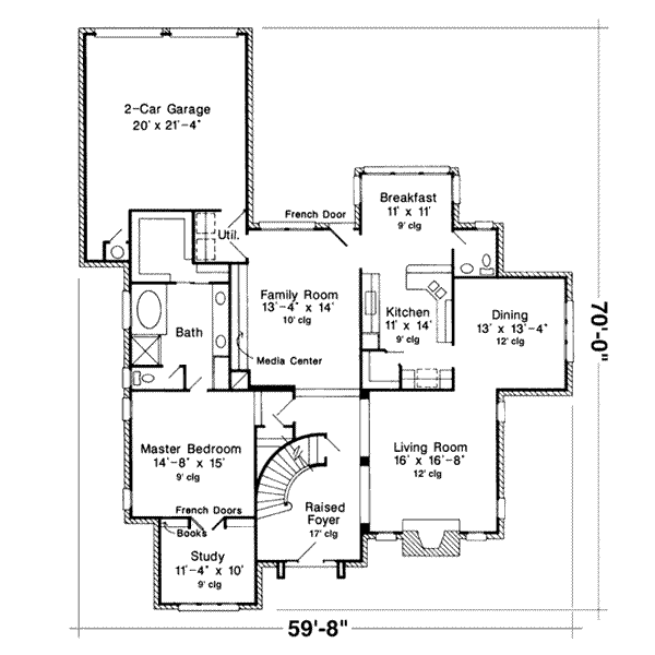 House Plan Design - European Floor Plan - Main Floor Plan #410-267