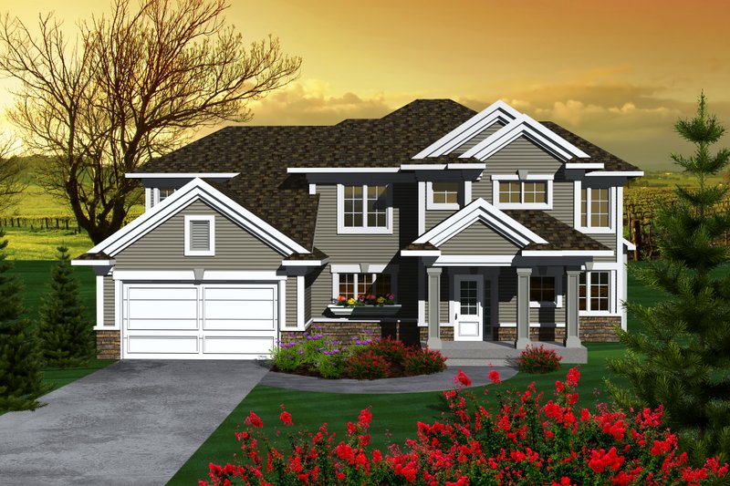 Dream House Plan - Craftsman Exterior - Front Elevation Plan #70-1132
