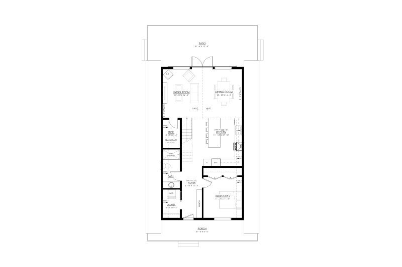 Dream House Plan - Floor Plan - Main Floor for Modern House Plan #1114-32 - 2 bed, 2 bath