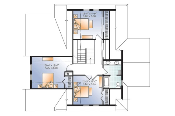 Floor Plan - Upper Floor for European House Plan #23-2627 - 4 bed, 3 bath