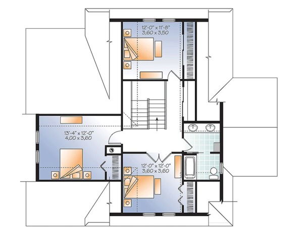 Architectural House Design - European Floor Plan - Upper Floor Plan #23-2627