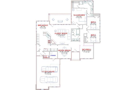 Floor Plan - Main Floor for Traditional House Plan #63-153 - 4 bed, 2 bath