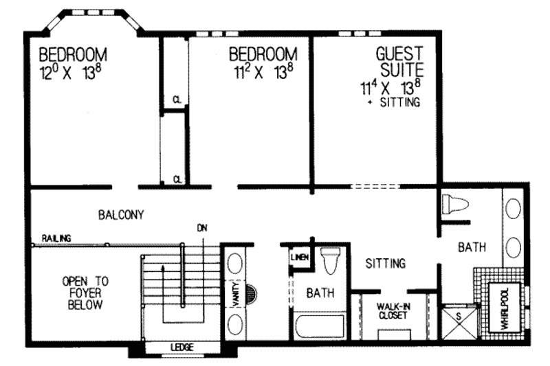 Dream House Plan - Floor Plan - Upper Floor for Traditional House Plan #72-458 - 4 bed, 3.5 bath