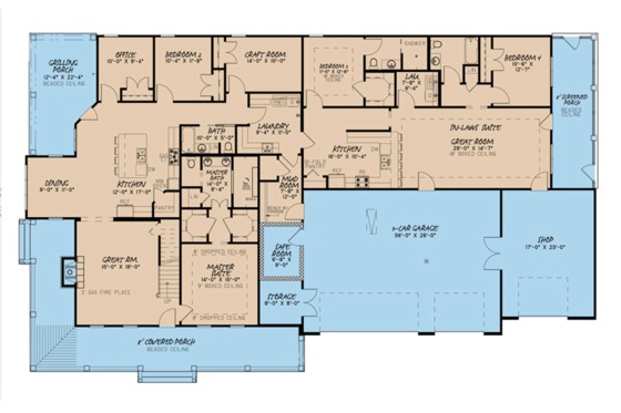 Floor Plan - Main Floor for Farmhouse House Plan #923-105 - 4 bed, 4 bath
