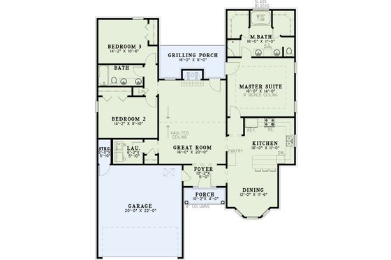 Floor Plan - Main Floor for Traditional House Plan #17-2091 - 3 bed, 2 bath