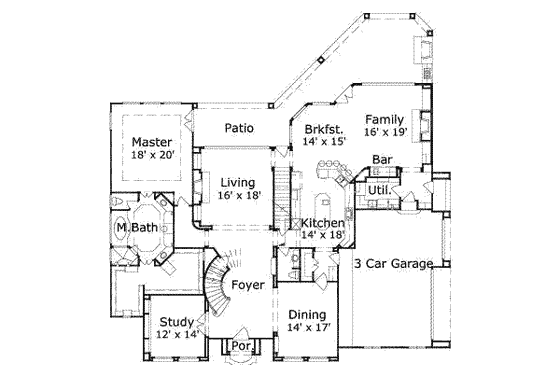 Floor Plan - Main Floor for European House Plan #411-118 - 4 bed, 4.5 bath
