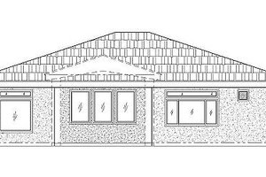 Exterior - Rear Elevation for Adobe / Southwestern House Plan #24-291 - 3 bed, 2 bath