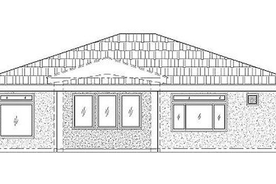 Exterior - Rear Elevation for Adobe / Southwestern House Plan #24-291 - 3 bed, 2 bath