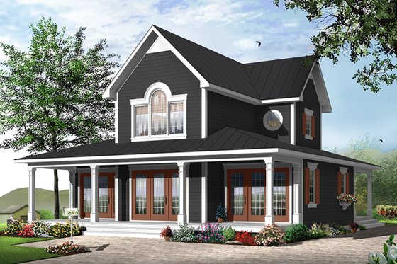 Exterior - Front Elevation 4 for Traditional House Plan #23-826 - 4 bed, 2.5 bath