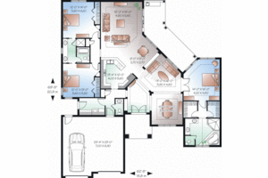 Floor Plan - Main Floor for Mediterranean House Plan #23-2224 - 3 bed, 2.5 bath
