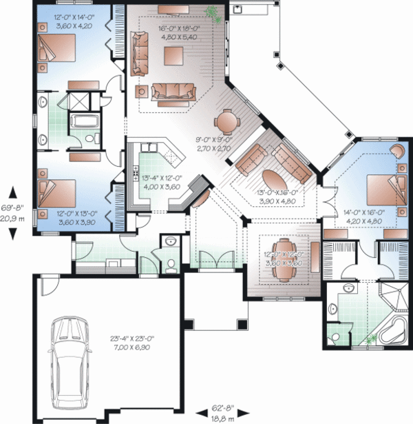 Architectural House Design - Mediterranean Floor Plan - Main Floor Plan #23-2224