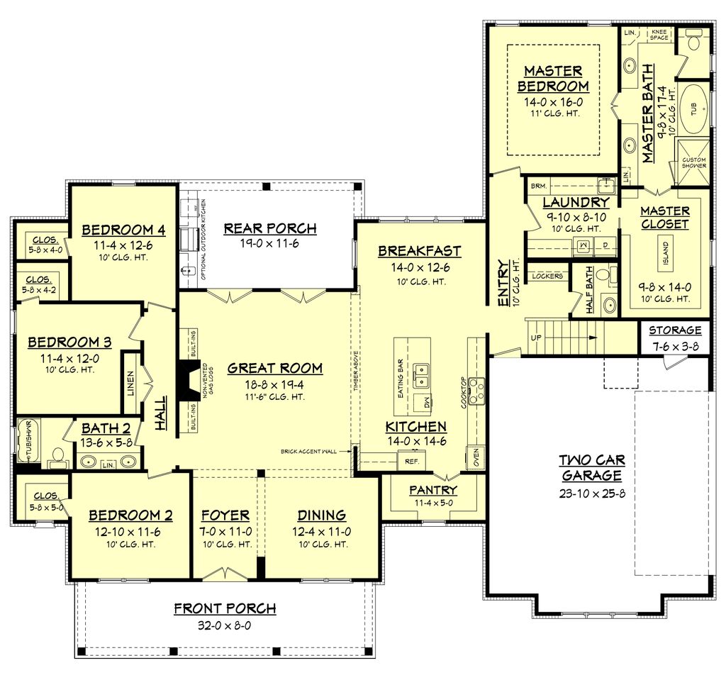Farmhouse Style House Plan 4 Beds 2 5 Baths 2686 Sq Ft Plan 430 156