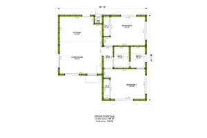 Floor Plan - Main Floor for Adobe / Southwestern House Plan #1106-154 - 2 bed, 2 bath