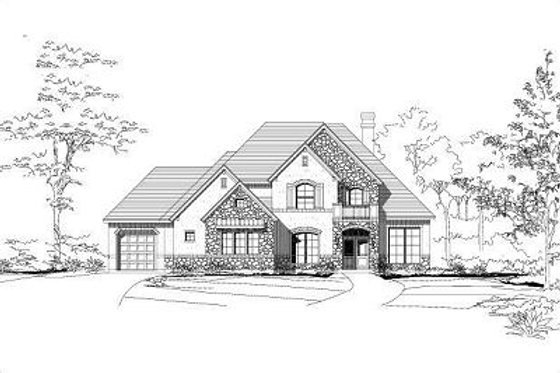 Exterior - Front Elevation for European House Plan #411-640 - 4 bed, 3.5 bath