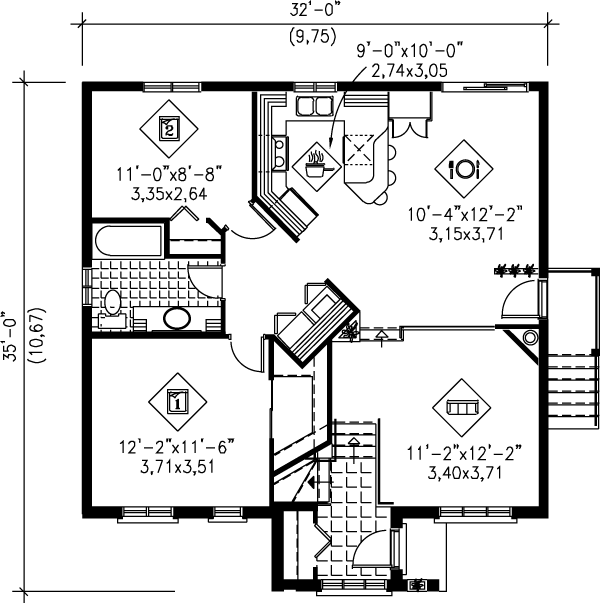 Traditional Floor Plan - Main Floor Plan #25-1180