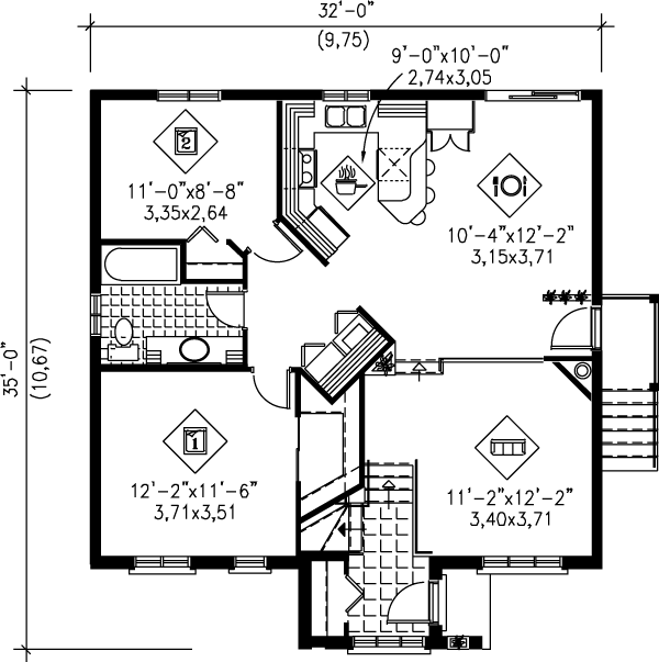House Blueprint - Traditional Floor Plan - Main Floor Plan #25-1180