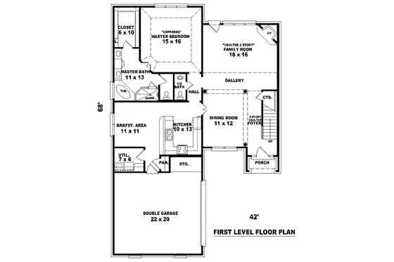 Floor Plan - Main Floor for European House Plan #81-789 - 3 bed, 2.5 bath
