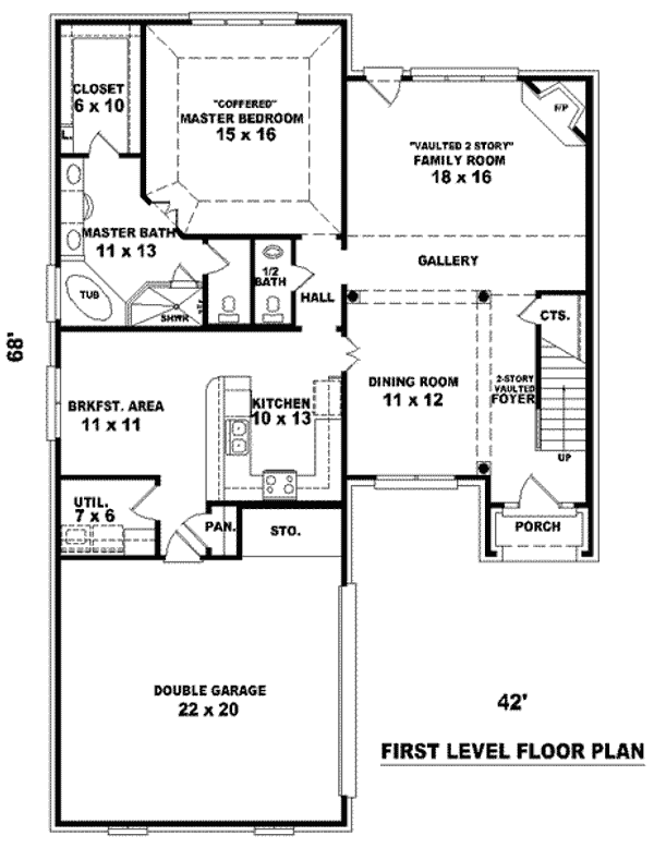 Floor Plan - Main Floor for European House Plan #81-789 - 3 bed, 2.5 bath