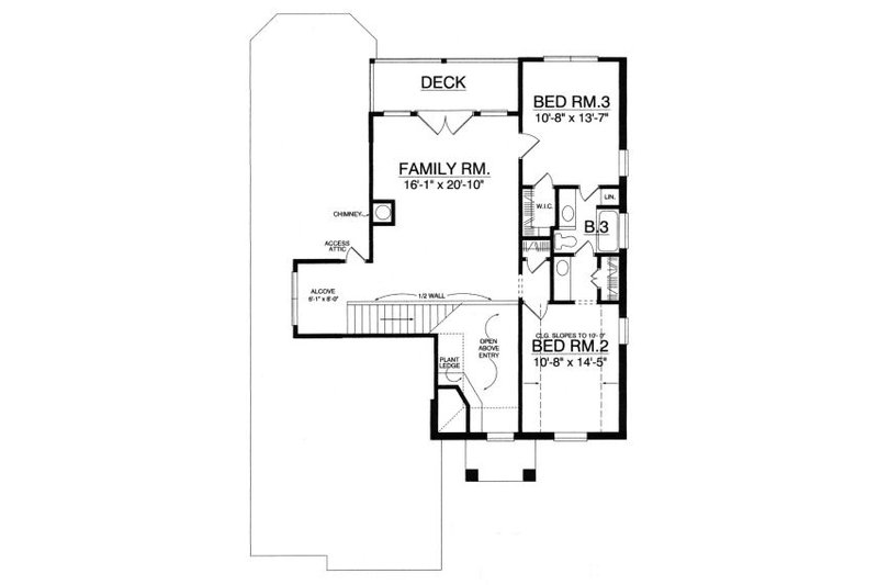Home Plan - Floor Plan - Upper Floor for European House Plan #40-392 - 3 bed, 2.5 bath