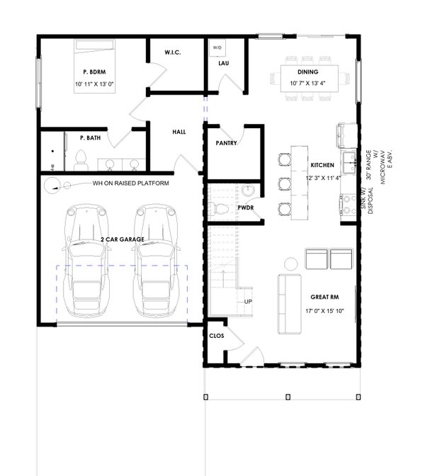 Architectural House Design - Floor Plan - Main Floor for Traditional House Plan #1129-17 - 4 bed, 2.5 bath