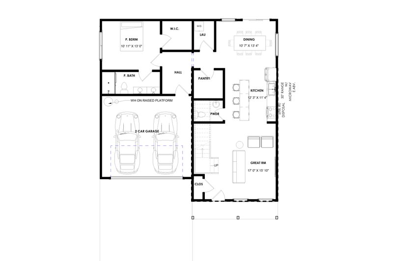 Architectural House Design - Floor Plan - Main Floor for Traditional House Plan #1129-17 - 4 bed, 2.5 bath