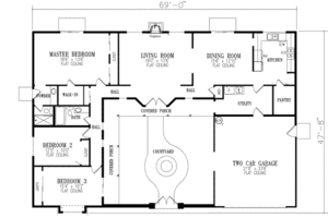 Floor Plan - Main Floor for Ranch House Plan #1-397 - 3 bed, 2 bath
