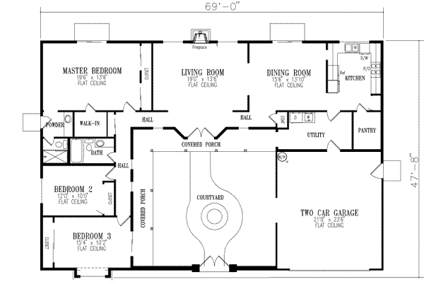 House Blueprint - Ranch Floor Plan - Main Floor Plan #1-397