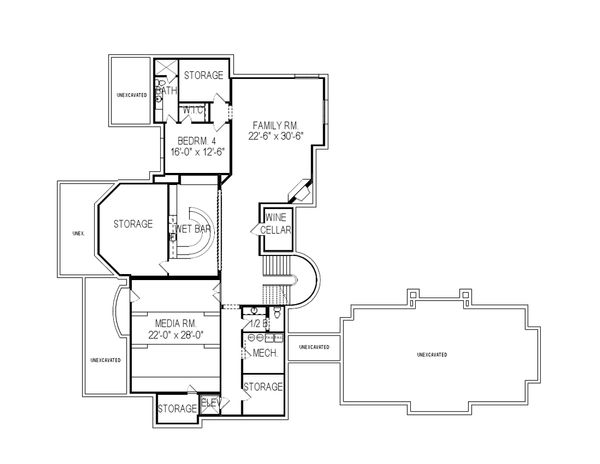 Architectural House Design - European Floor Plan - Lower Floor Plan #920-62