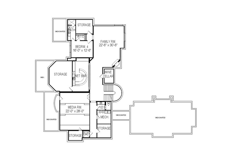 Home Plan - Floor Plan - Lower Floor for European House Plan #920-62 - 4 bed, 5 bath