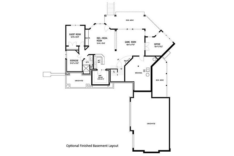 Architectural House Design - Floor Plan - Lower Floor for European House Plan #56-593 - 5 bed, 4.5 bath