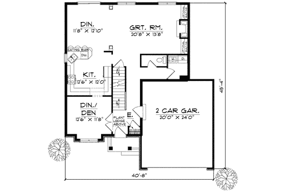 Floor Plan - Main Floor for Traditional House Plan #70-653 - 4 bed, 3.5 bath