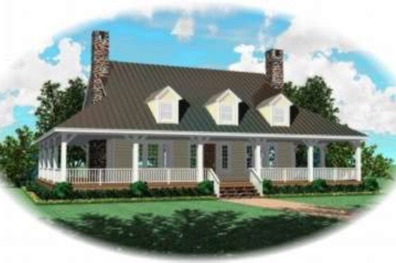 Exterior - Front Elevation for Country House Plan #81-729 - 3 bed, 2.5 bath