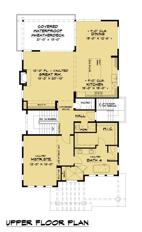 Dream House Plan - Contemporary Floor Plan - Upper Floor Plan #1066-100
