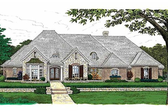 Exterior - Front Elevation for European House Plan #310-942 - 4 bed, 3.5 bath