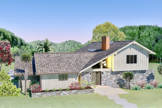 Exterior - Front Elevation 4 for Modern House Plan #489-16 - 4 bed, 4.5 bath