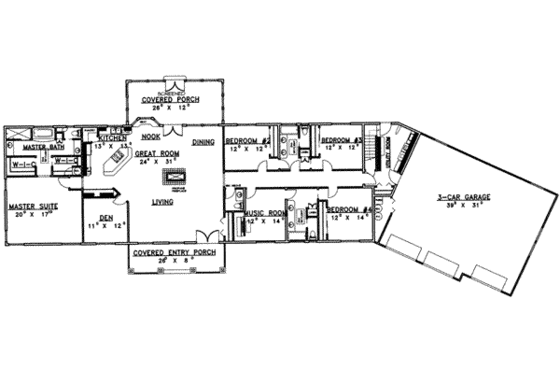 Floor Plan - Main Floor for Traditional House Plan #117-334 - 4 bed, 2.5 bath