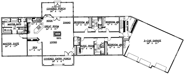 Home Plan - Floor Plan - Main Floor for Traditional House Plan #117-334 - 4 bed, 2.5 bath