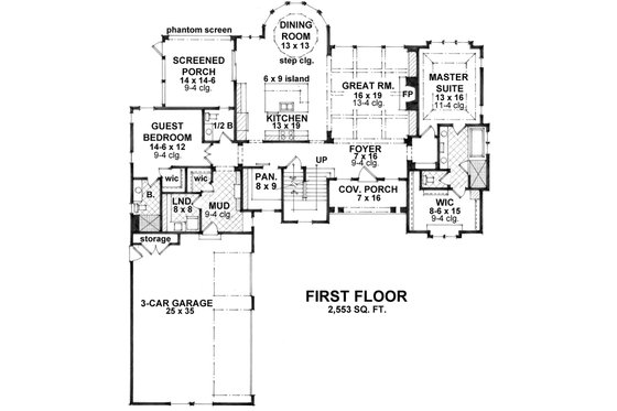 Floor Plan - Main Floor for Craftsman House Plan #51-562 - 4 bed, 3.5 bath
