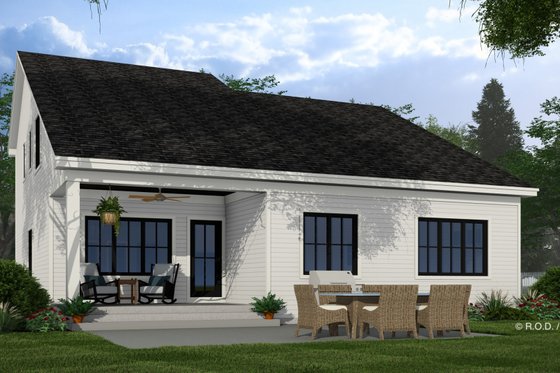 Exterior - Rear Elevation 1 for Farmhouse House Plan #51-1349 - 3 bed, 3.5 bath