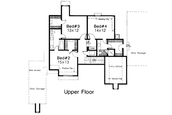 Floor Plan - Upper Floor for European House Plan #310-131 - 4 bed, 3.5 bath