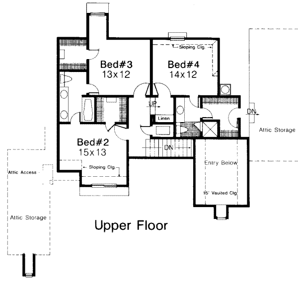 European Floor Plan - Upper Floor Plan #310-131