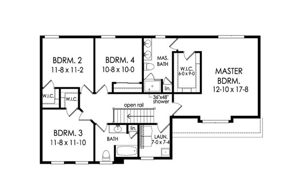 Home Plan - Colonial Floor Plan - Upper Floor Plan #1010-213