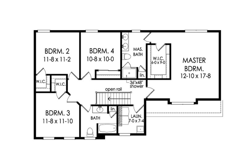 Home Plan - Floor Plan - Upper Floor for Colonial House Plan #1010-213 - 4 bed, 2.5 bath